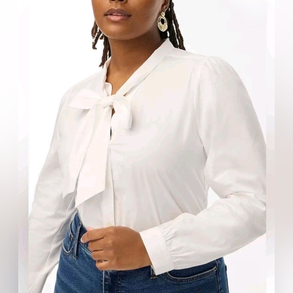 J. Crew White Bow Blouse XXL - Picture 1 of 11